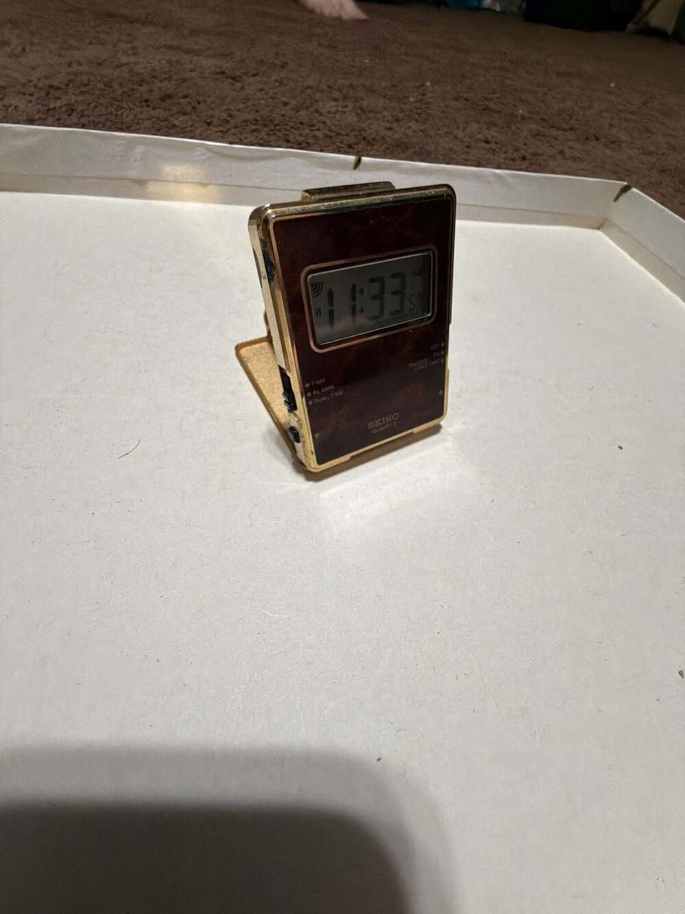 Vintage Seiko Quartz Digital Travel Folding Alarm Clock Dual Time EK202B